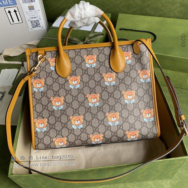 Gucci顶级男女包包 古驰Ophidia Web泰迪熊tote托特包购物袋 Gucci手提肩背斜挎包 660531  gdj1635